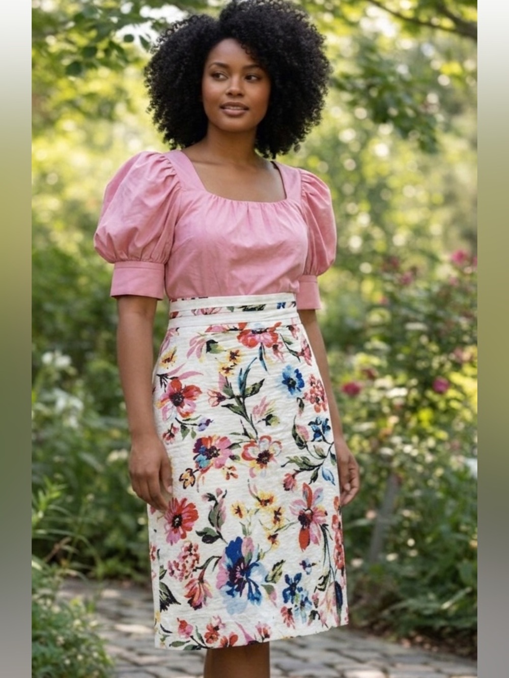 Isabella Demarco Tahari Levine Skirt 12 Floral Linen Blend Cottagecore